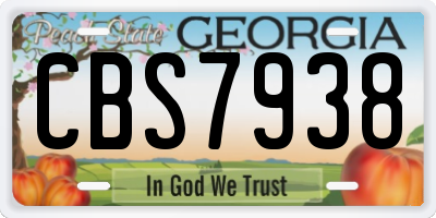 GA license plate CBS7938