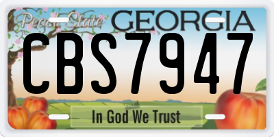GA license plate CBS7947