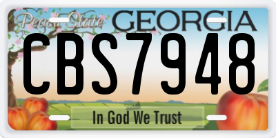 GA license plate CBS7948