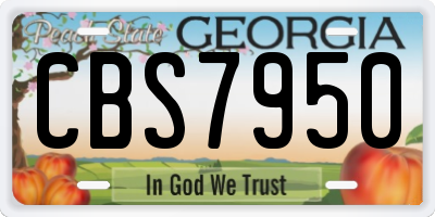 GA license plate CBS7950
