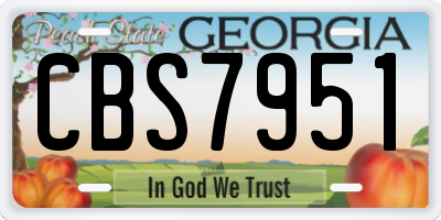GA license plate CBS7951