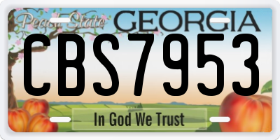 GA license plate CBS7953