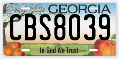GA license plate CBS8039
