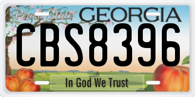 GA license plate CBS8396