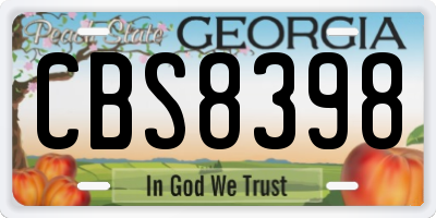 GA license plate CBS8398