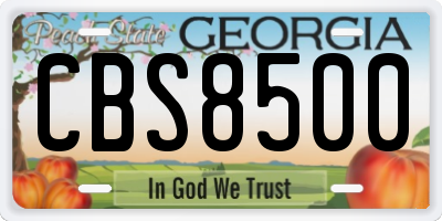 GA license plate CBS8500