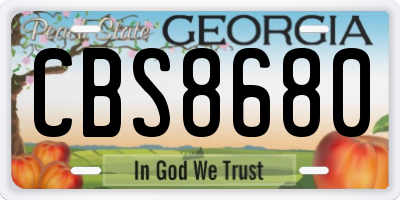 GA license plate CBS8680
