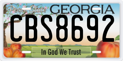 GA license plate CBS8692