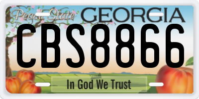 GA license plate CBS8866