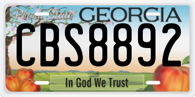 GA license plate CBS8892