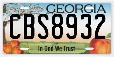 GA license plate CBS8932