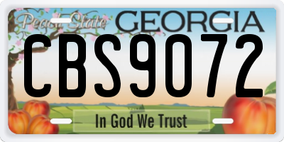 GA license plate CBS9072