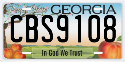 GA license plate CBS9108