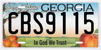 GA license plate CBS9115
