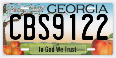 GA license plate CBS9122
