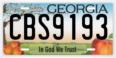 GA license plate CBS9193