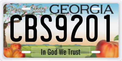 GA license plate CBS9201