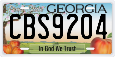 GA license plate CBS9204