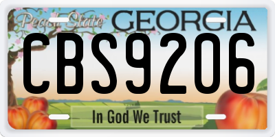 GA license plate CBS9206