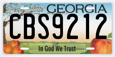 GA license plate CBS9212