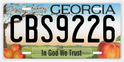 GA license plate CBS9226