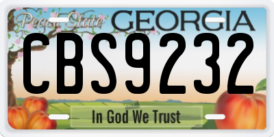 GA license plate CBS9232