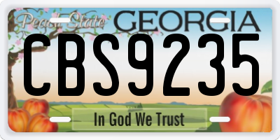 GA license plate CBS9235