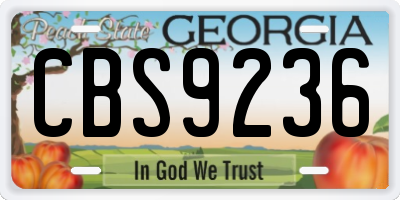 GA license plate CBS9236