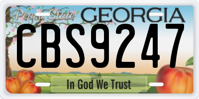 GA license plate CBS9247