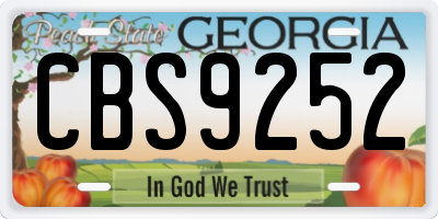 GA license plate CBS9252