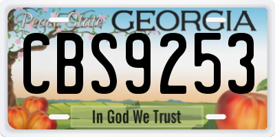 GA license plate CBS9253