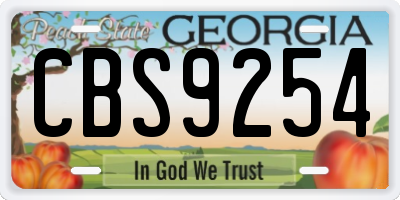 GA license plate CBS9254