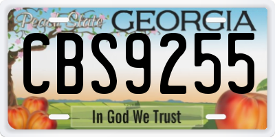 GA license plate CBS9255