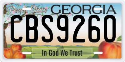 GA license plate CBS9260