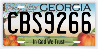 GA license plate CBS9266