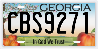 GA license plate CBS9271