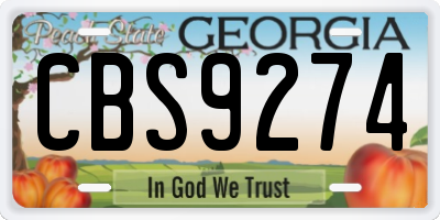 GA license plate CBS9274