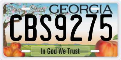 GA license plate CBS9275