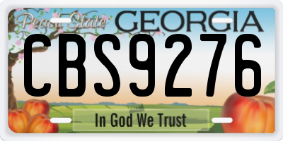 GA license plate CBS9276