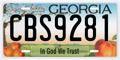 GA license plate CBS9281