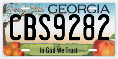 GA license plate CBS9282