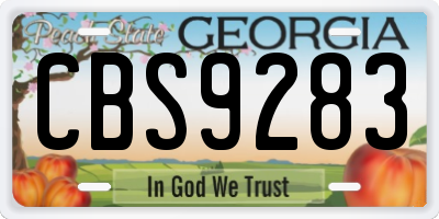 GA license plate CBS9283