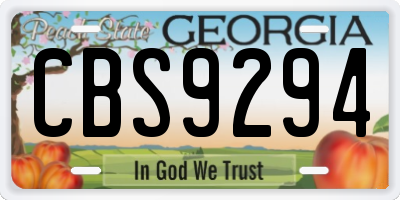 GA license plate CBS9294