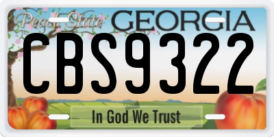 GA license plate CBS9322