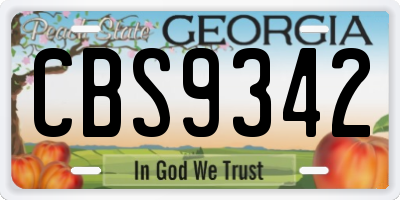 GA license plate CBS9342