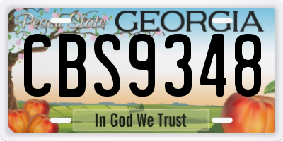 GA license plate CBS9348
