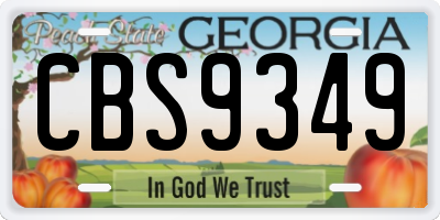 GA license plate CBS9349