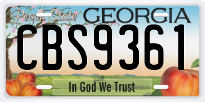 GA license plate CBS9361