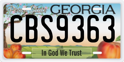 GA license plate CBS9363