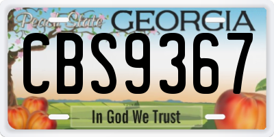 GA license plate CBS9367